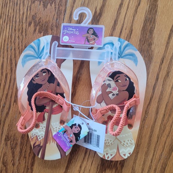 Disney Princess Moana Slingback Flip Flops size 9/10 toddler NWT - Picture 1 of 3